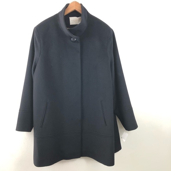 New Fleurette Black Stand Collar Wool Plus Coat 20 - Picture 3 of 14